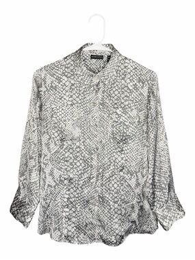 New York & Company Snake Print Button-Up Blouse